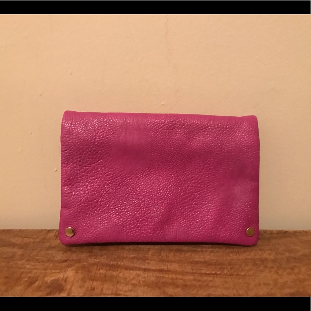 Pink Leather Clutch